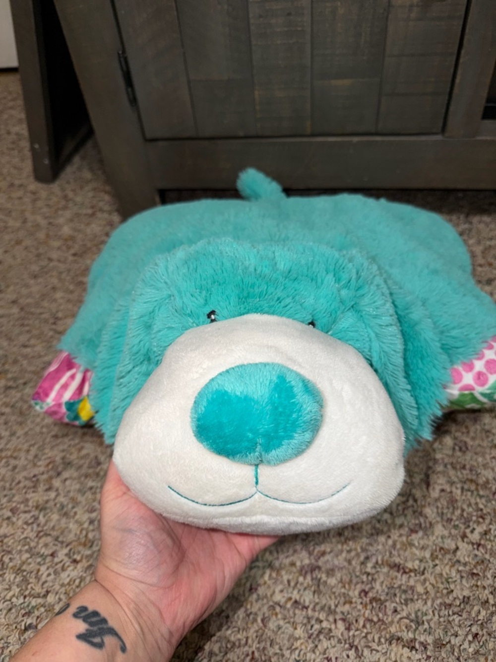 Rare 2000s Pillow Pets Sleeptime Colorful Teal Puppy stuffed animal plush soft - Picture 2 of 8